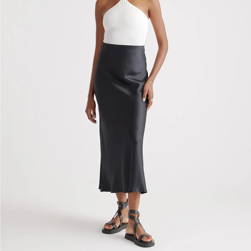 Quince 100% Washable Black Silk Maxi Skirt XS